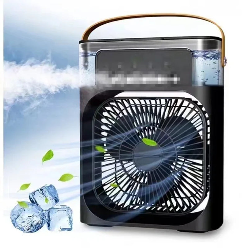 3-in-1 Portable USB Electric Fan Air Conditioner with LED Night Light and Water Mist Function for Home