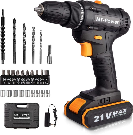 Professional Product Title: "Mt-Power Cordless Drill Set with 25 Pieces Drill Bits and Electric Screwdriver Set"