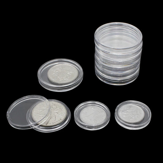 Coin Collecting Box Set - 10 Pieces of Transparent Plastic Coin Holders for Coins Storage and Protection
