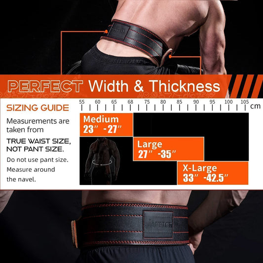 "Jaffick 7MM Leather Pro Power Weight Lifting Belt - Heavy Duty Back Support for Men and Women - Ideal for Deadlifts, Squats, Powerlifting, Strength Training"